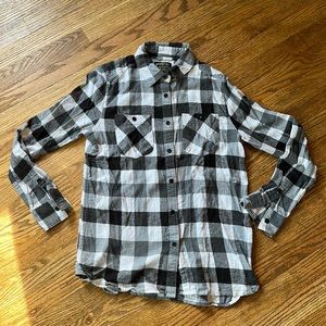 Women’s United By Blue Black/White plaid 100% cotton button down